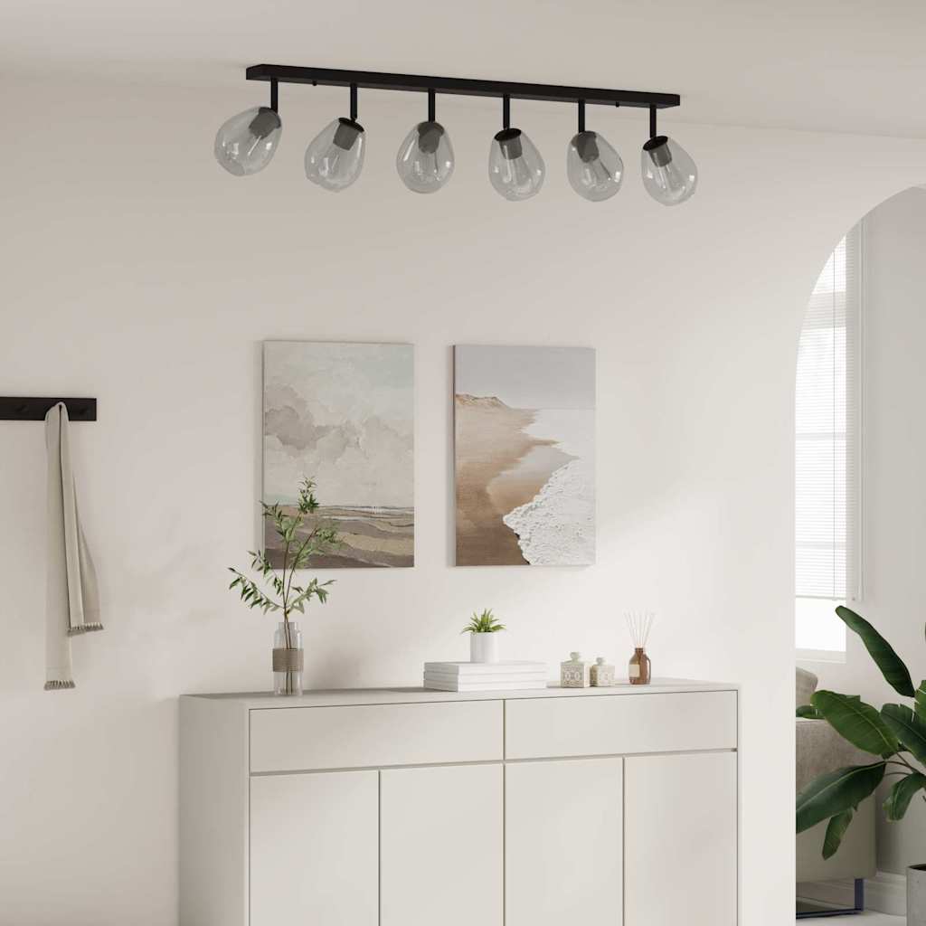 Deckenstrahler Schwarz 13 x 13 x 26 cm Glas und Metall