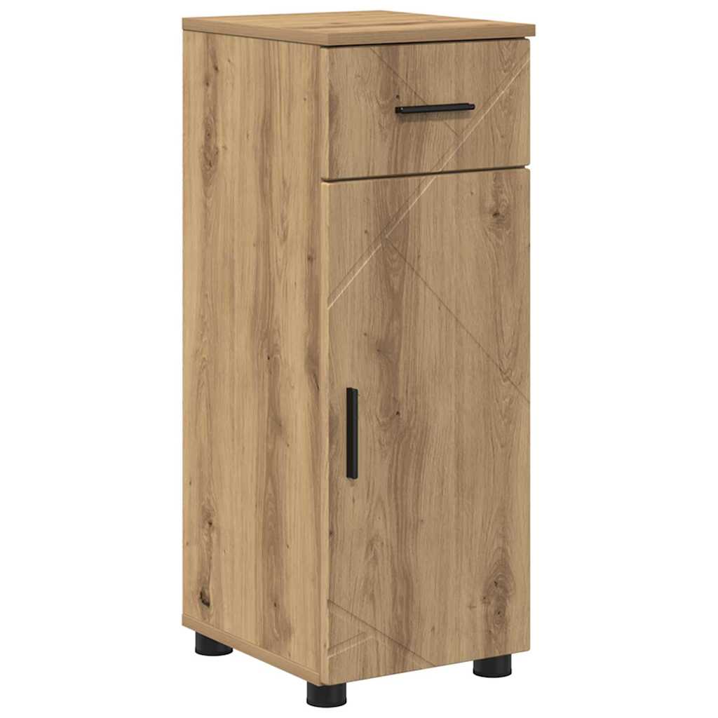 Badezimmermöbel-Set mit Tür 4 pcs Weiß Holzwerkstoff & Metall