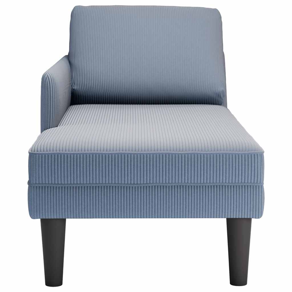 Chaiselongue mit Kissen Hellgrau Cordstoff