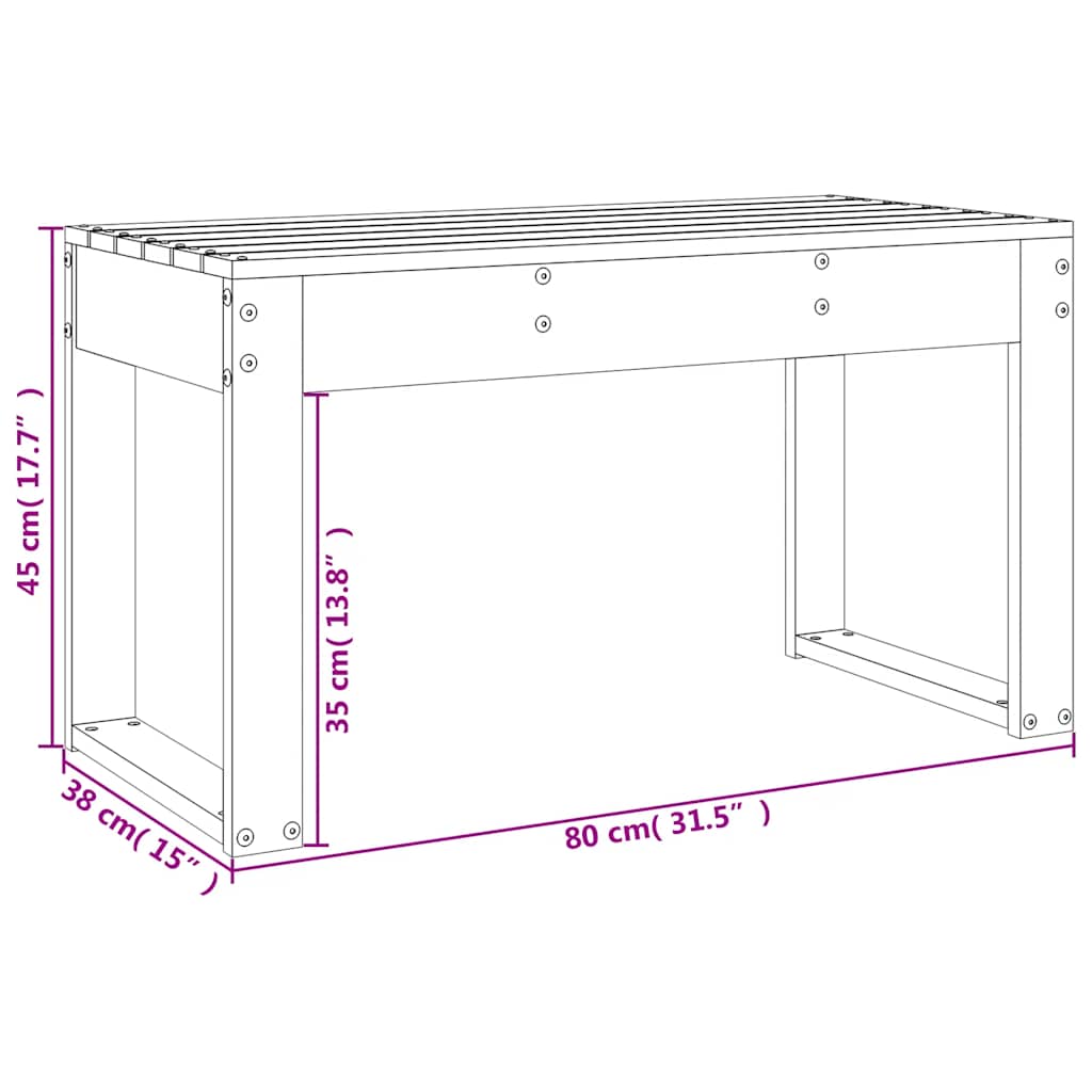 Gartenbank 80x38x45 cm Massivholz Kiefer