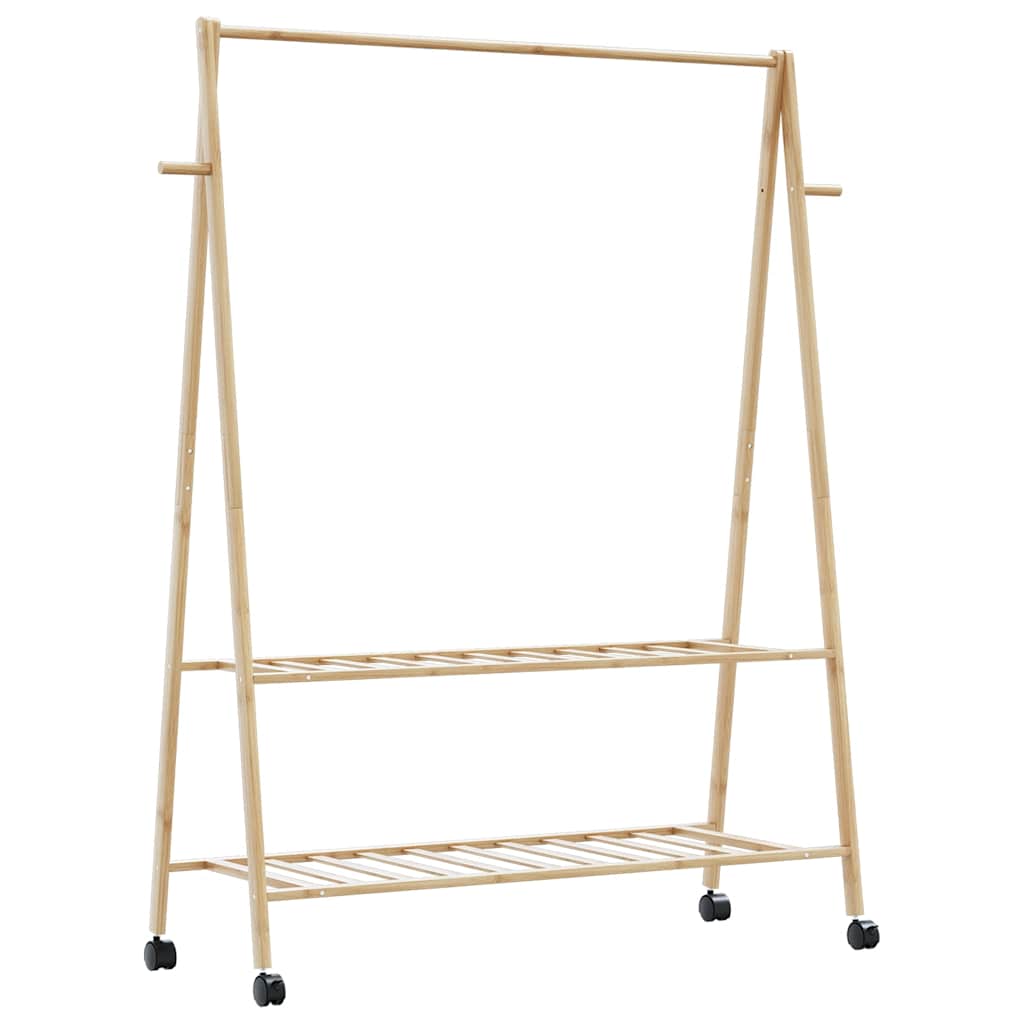 Kleiderständer mit Ablagen und Rollen 96x45,5x155,5 cm Bambus