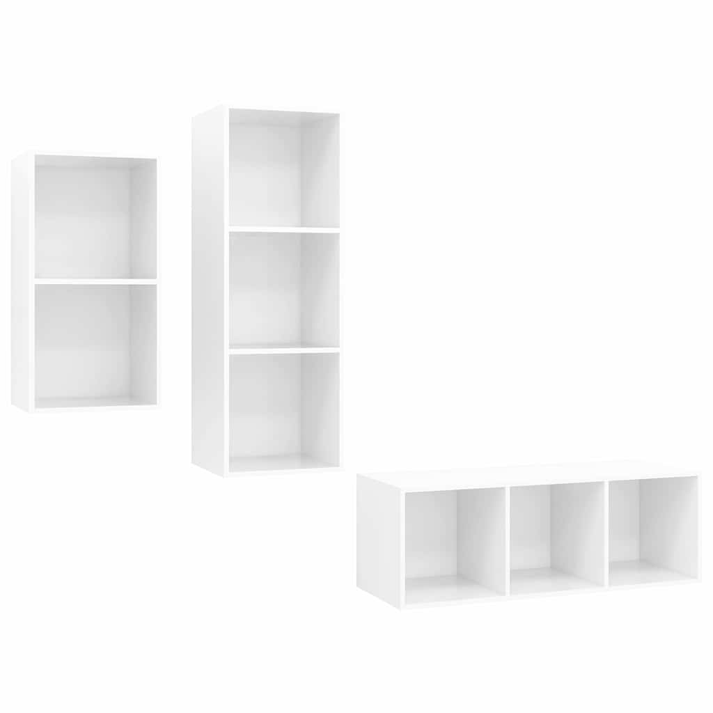 3-tlg. TV-Schrank-Set Weiß Holzwerkstoff
