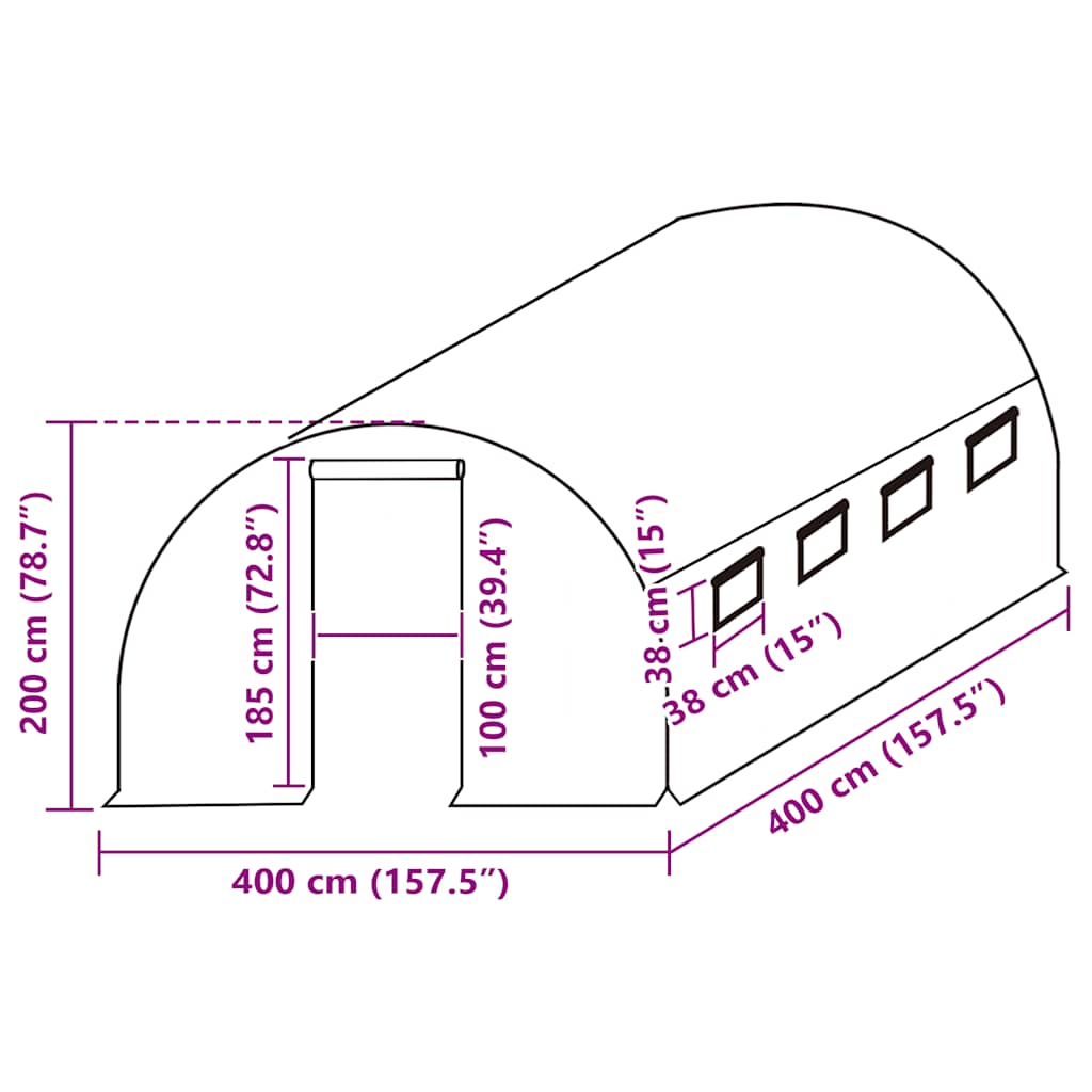 Ersatzabdeckung für Gewächshaus (4,5 m²) 300x150x200 cm Grün