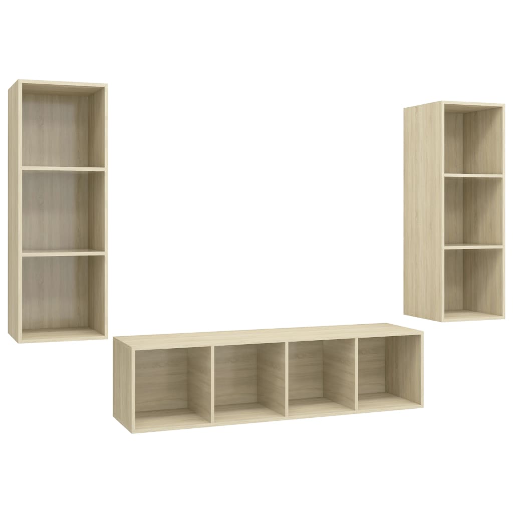 3-tlg. TV-Schrank-Set Weiß Holzwerkstoff