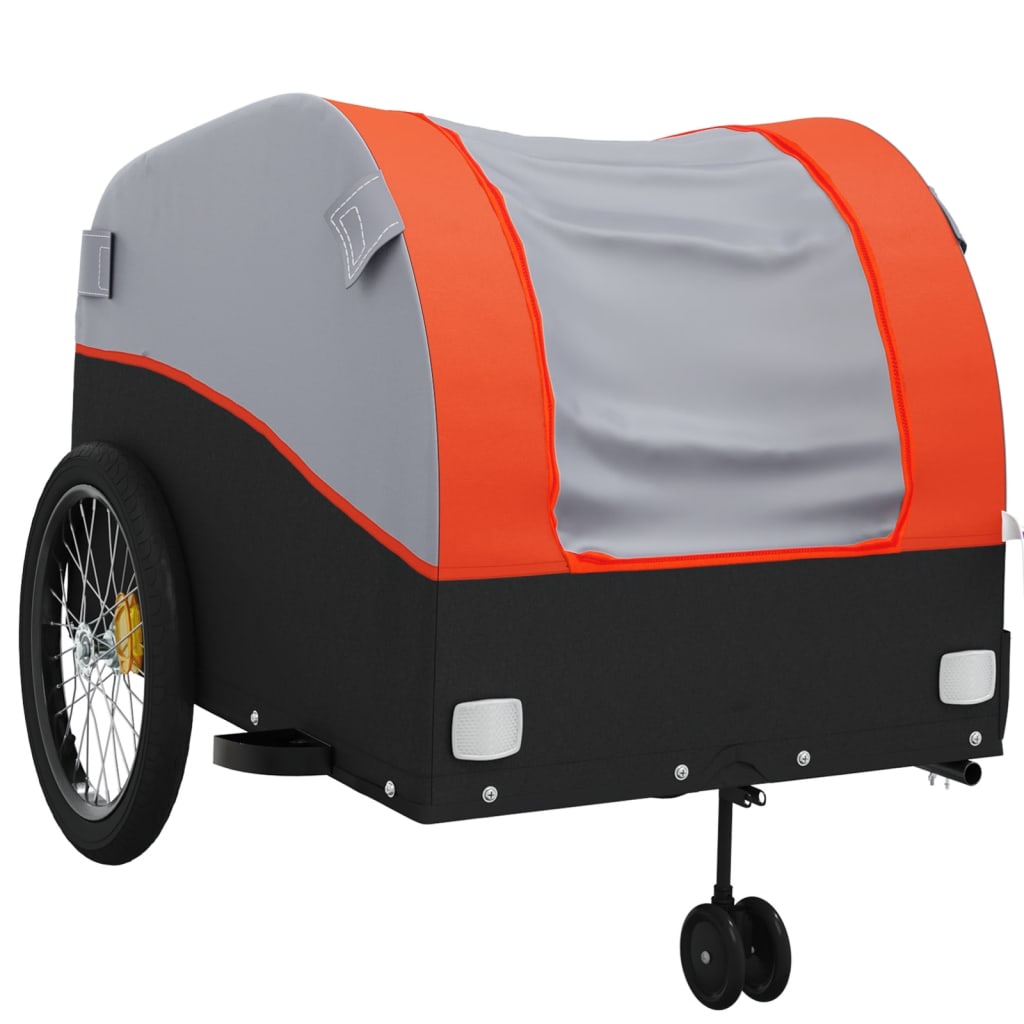 Fahrradanhänger Schwarz und Orange 30 kg Eisen