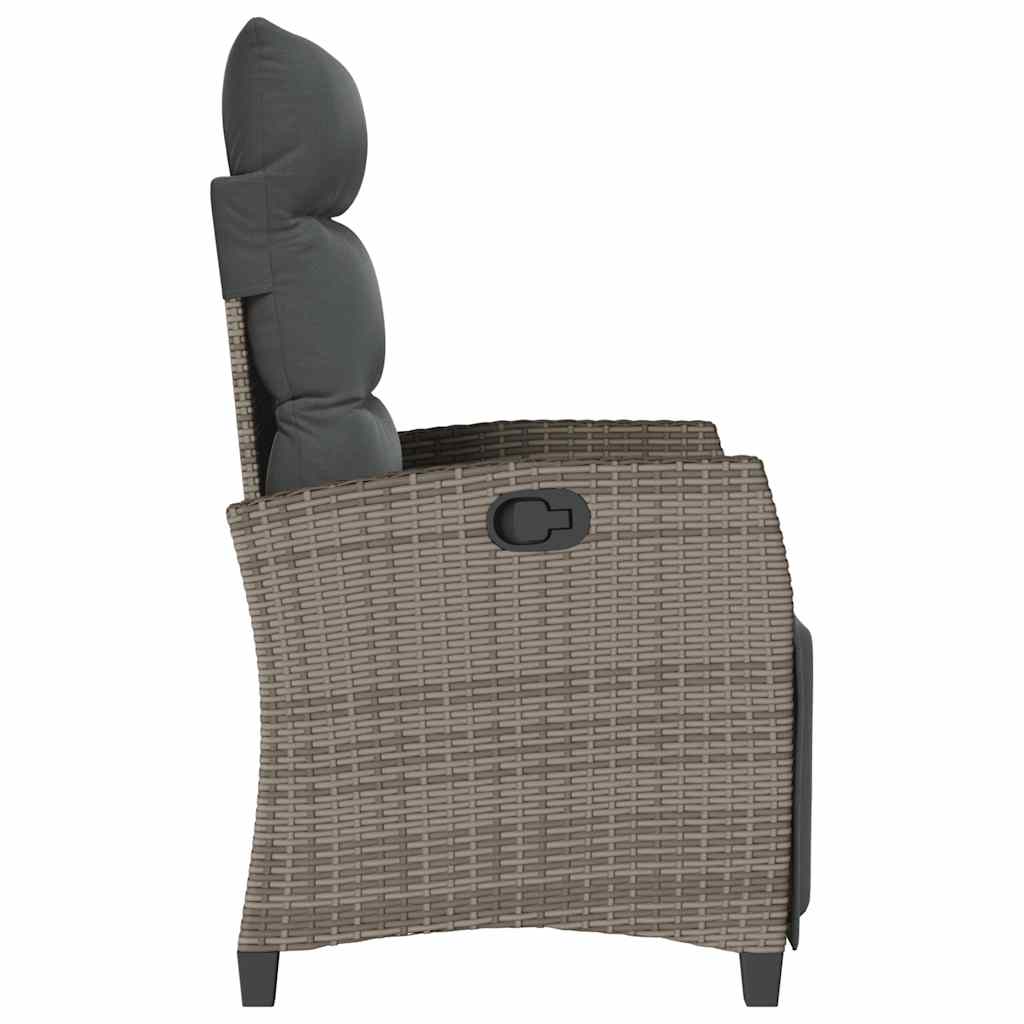 Gartensessel mit Beistelltisch Verstellbar Schwarz Poly Rattan