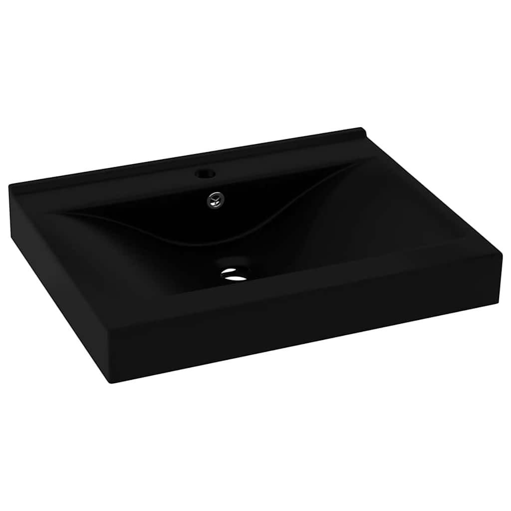 Luxus-Waschbecken mit Hahnloch Matt-Weiß 60x46 cm Keramik