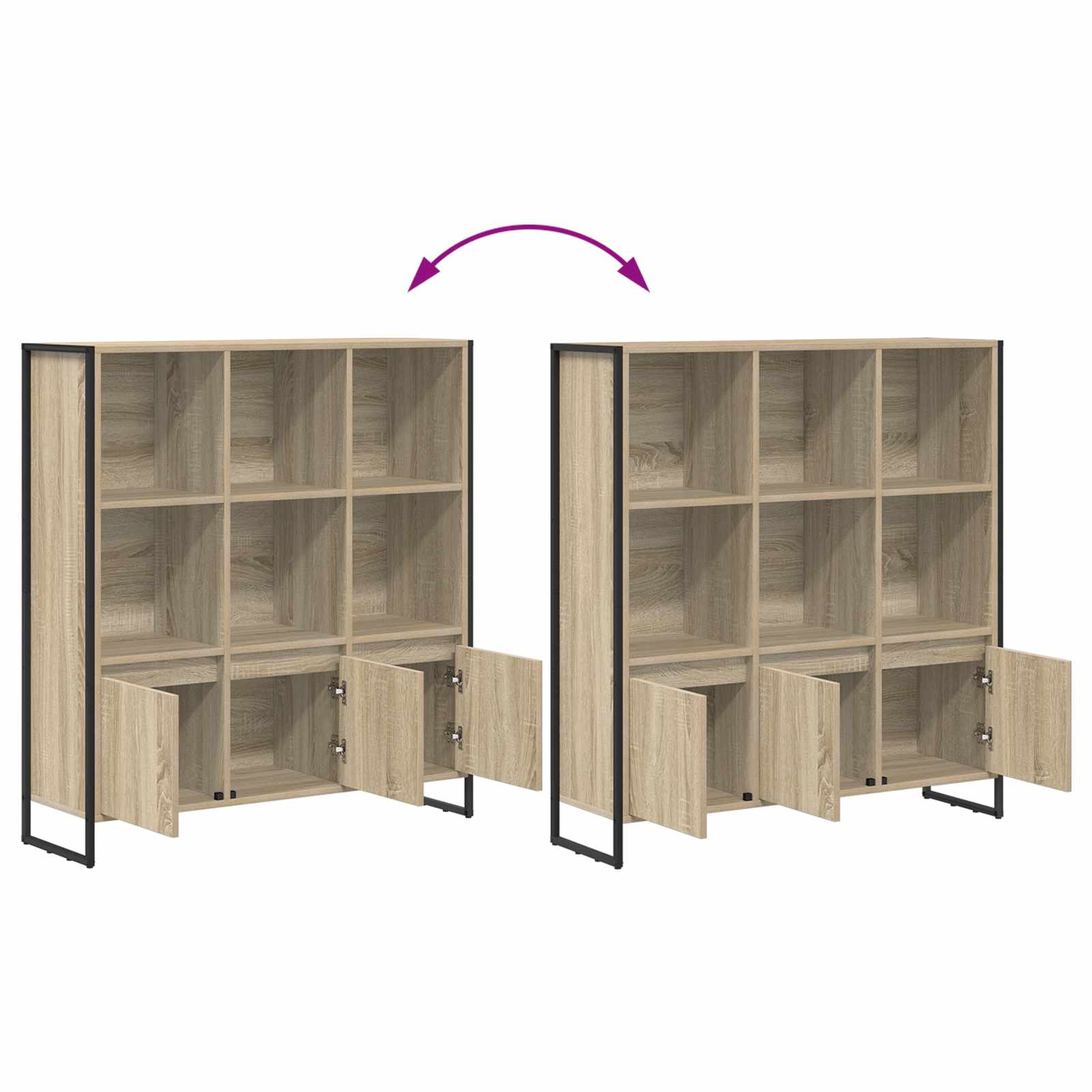 Bücherregal 2 pcs Schwarz Eichen-Optik 99,5 x 30 x 108 cm