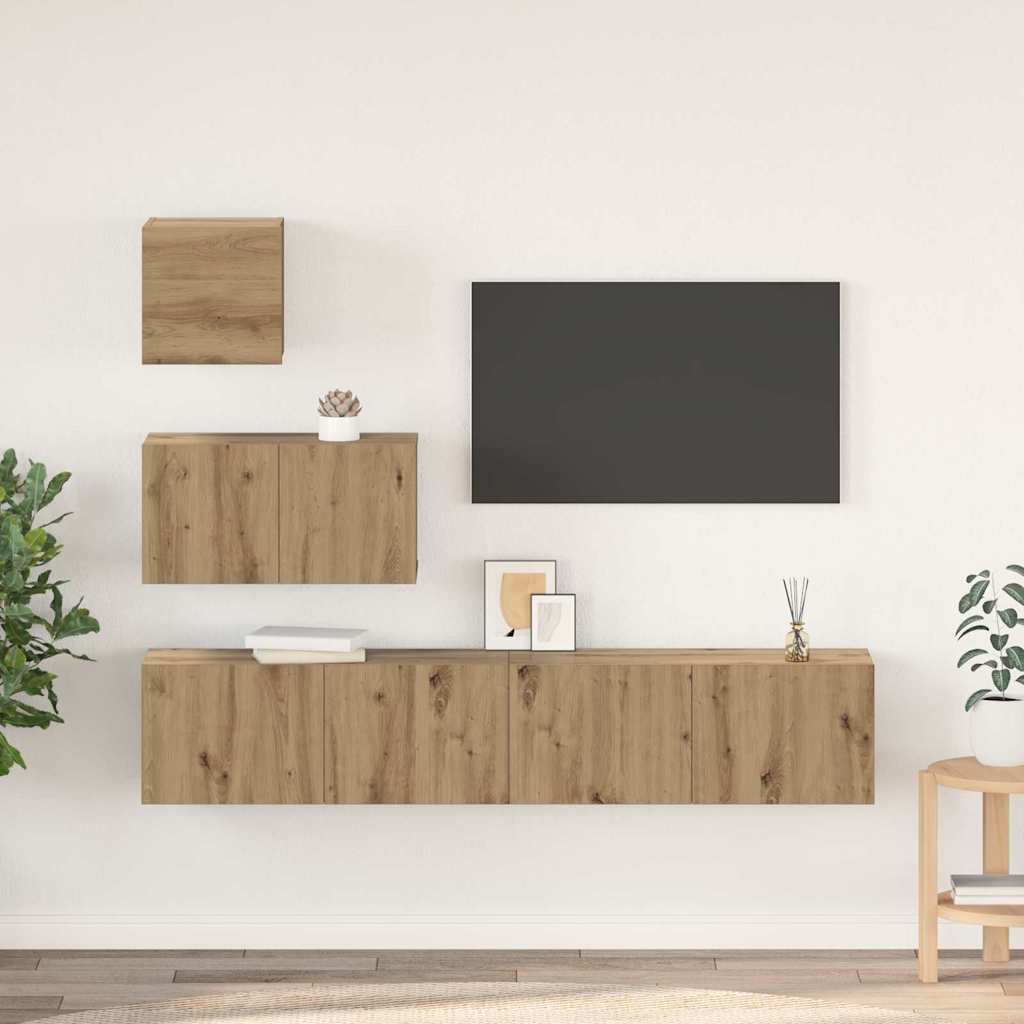 4-tlg. TV-Schrank-Set Weiß Holzwerkstoff