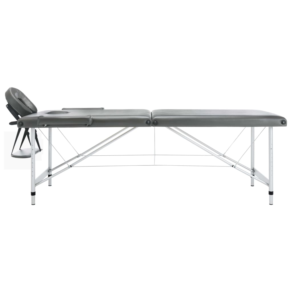 Massageliege Klappbar 2-Zonen mit Aluminiumgestell Schwarz
