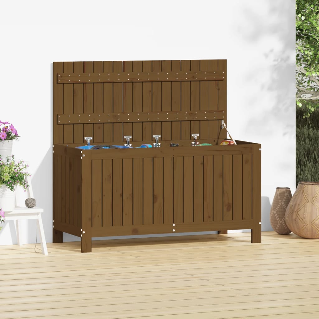 Gartentruhe Grau 76x42,5x54 cm Massivholz Kiefer