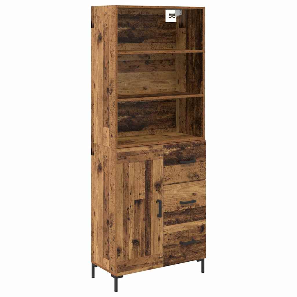 Highboard Hochglanz-Weiß 69,5x34x180 cm Holzwerkstoff