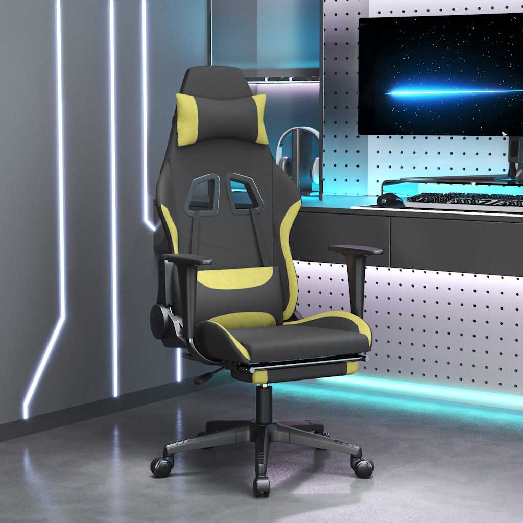 Gaming-Stuhl mit Massagefunktion Schwarz und Creme Stoff