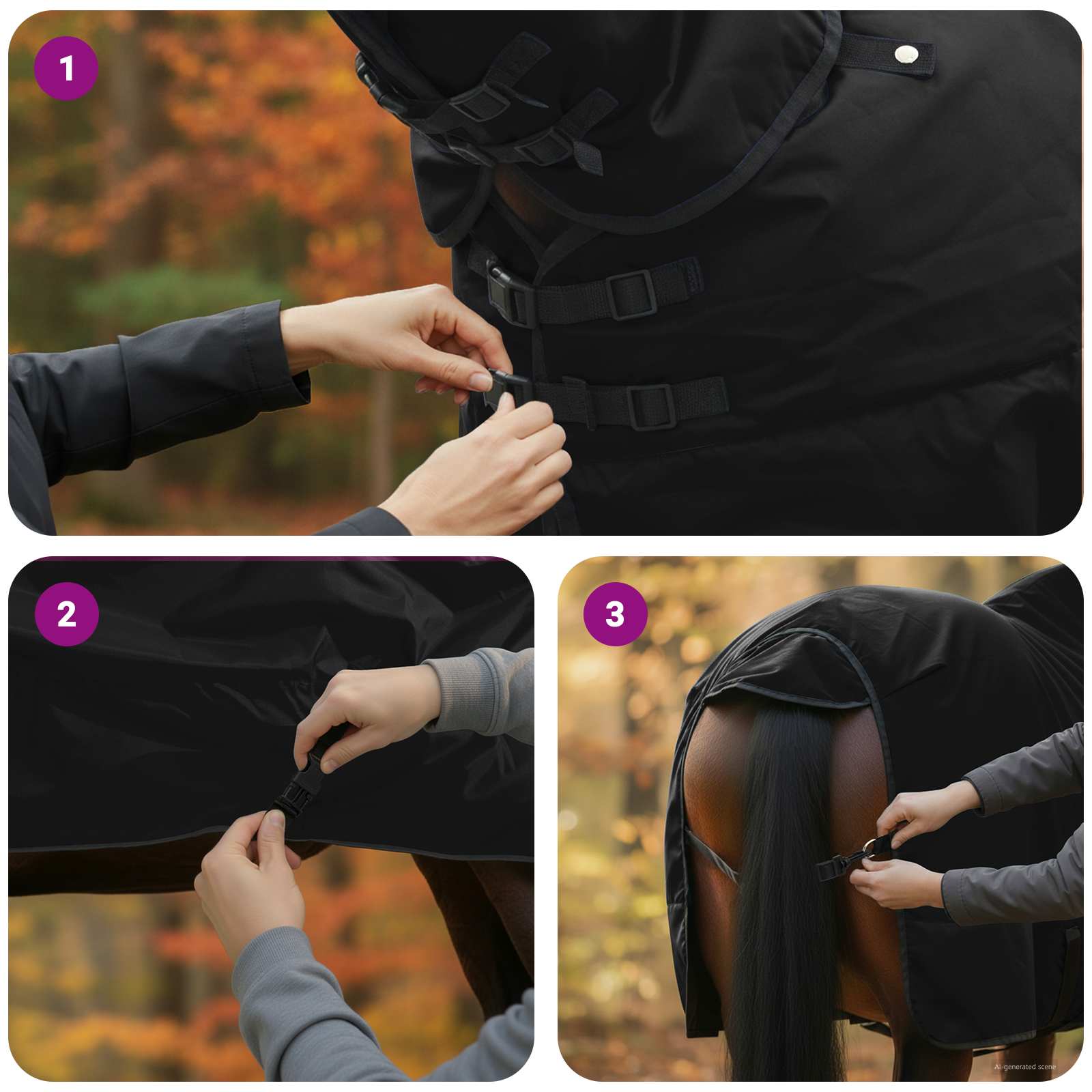 Pferdedecke Dunkelgrün und Schwarz 75 cm Polyester