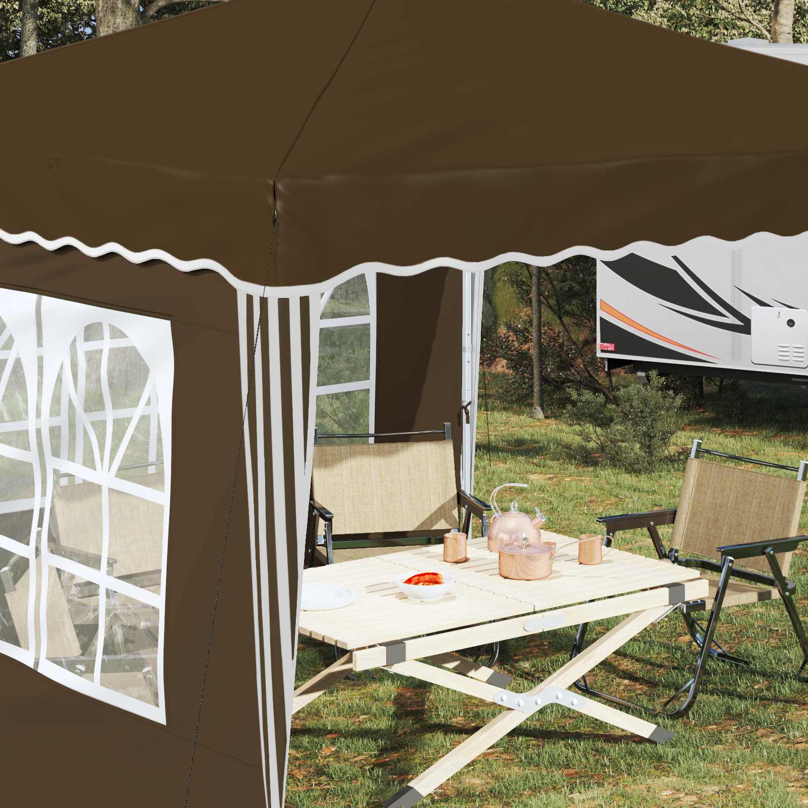 Pop-up Partyzelt 288 x 288 x 245 cm Creme Oxford-Stoff
