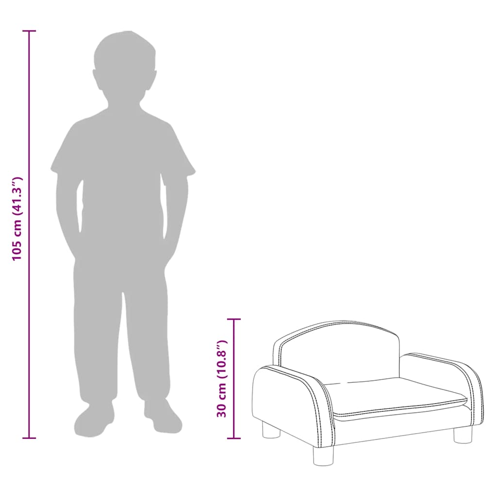 Kindersofa Schwarz 70x45x30 cm Kunstleder