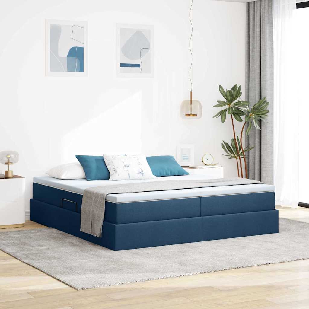 Aufbewahrungsbett mit Matratze Hellgrau 180 x 200 cm Polyester
