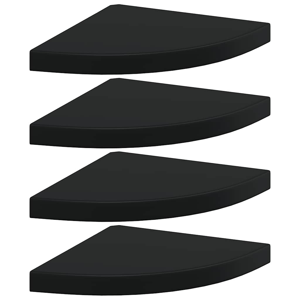 Schwebende Eckregale 2 Stk. Hochglanz-Weiß 25x25x3,8 cm MDF