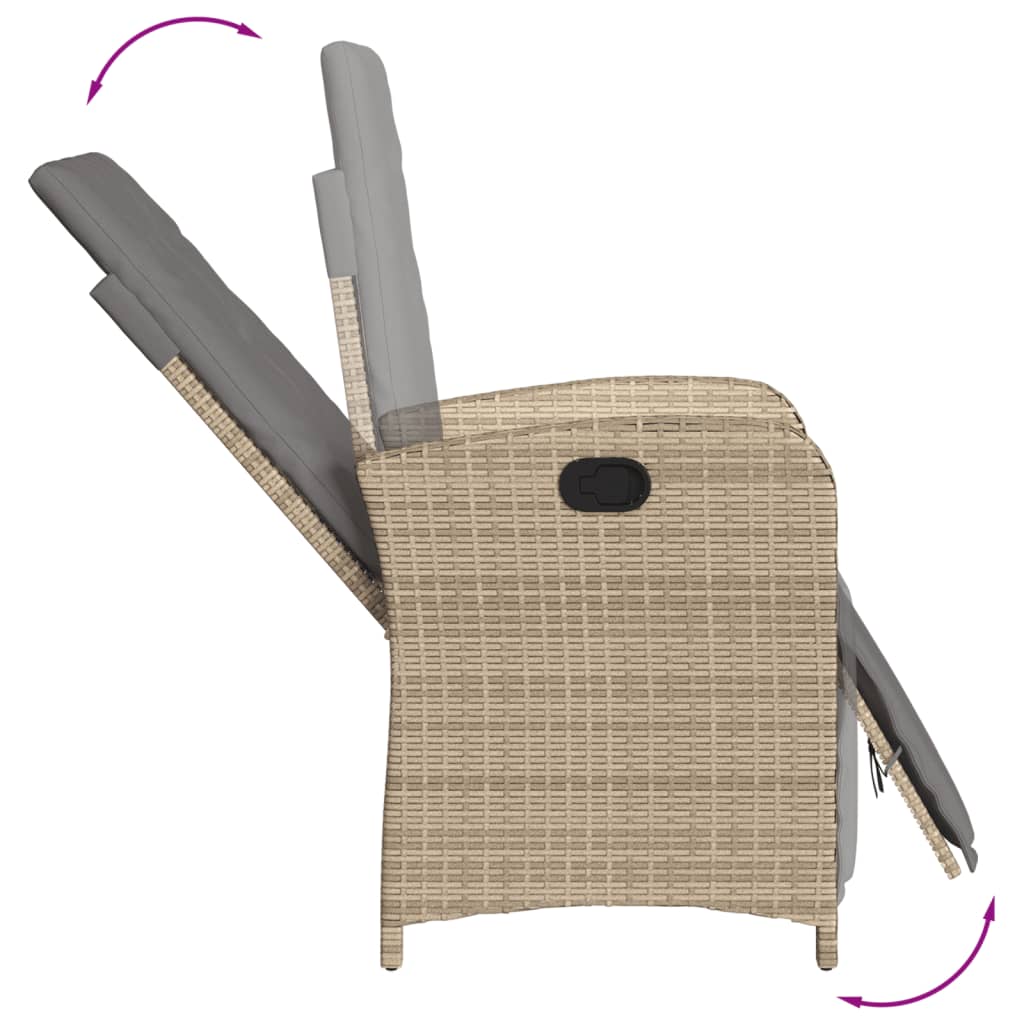Gartensessel mit Fußteil Verstellbar Schwarz Poly Rattan