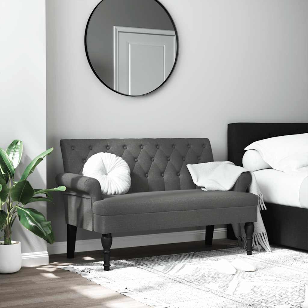 Bank mit Rückenlehne Dunkelgrau 120 x 62 x 75,5 cm Stoff
