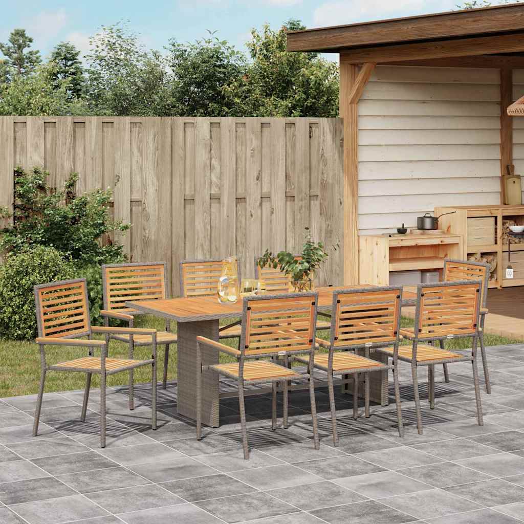 Garten Essgruppe 7 pcs Schwarz und Braun Poly-Rattan