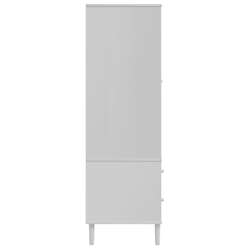 Kleiderschrank SENJA Rattan-Optik Braun 90x55x175cm Kiefernholz