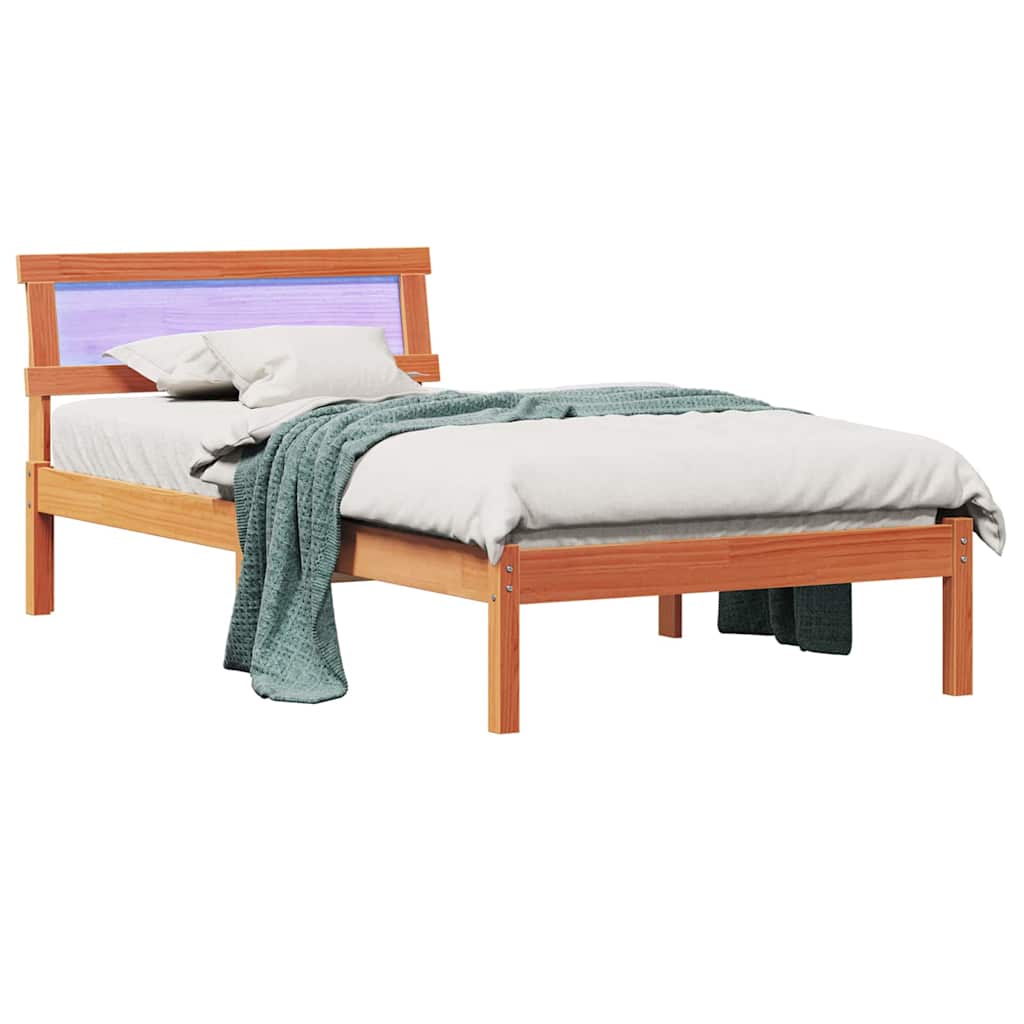 Bettgestell mit Kopfteil Braun 200 x 200 cm Massivholz Kiefer