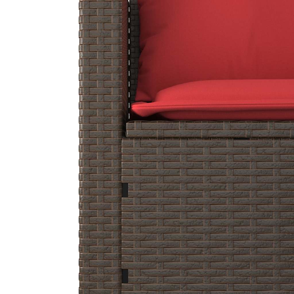 3-teiliges Gartensofa-Set mit Kissen, grau, Polyrattan