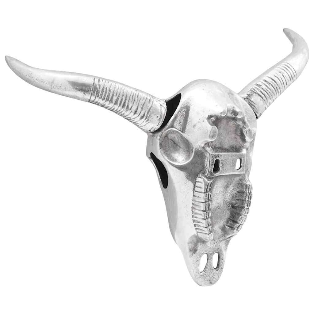 Bullen Schädel Silber 49 x 10 x 36 cm Aluminium