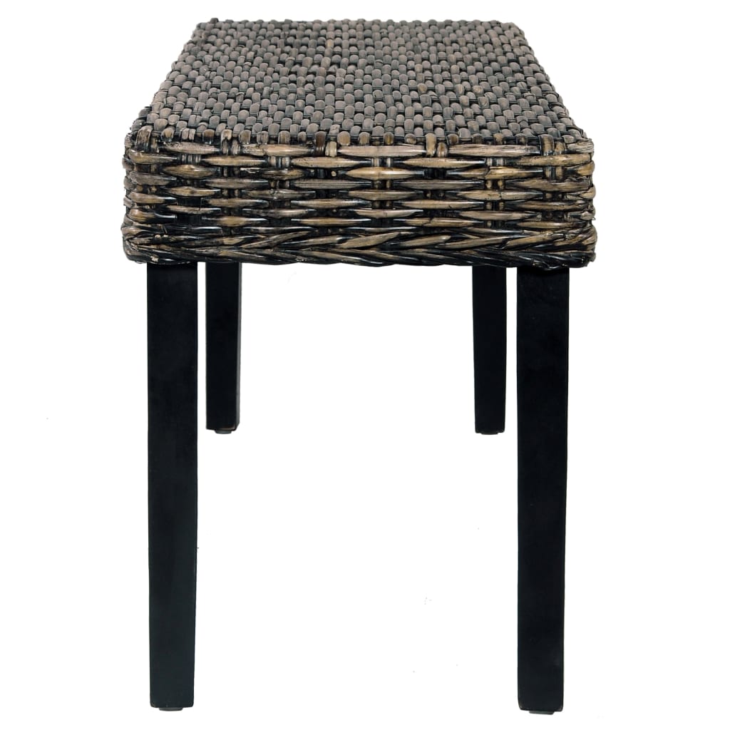 Sitzbank 110 cm Weiß Natur Kubu-Rattan und Massivholz Mahagoni