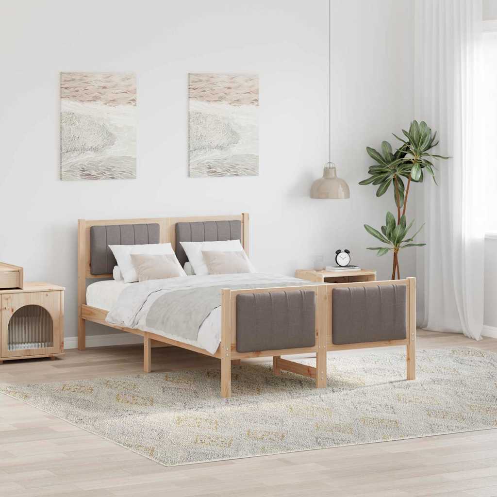 Bettgestell Braun und hellgrau 200 x 200 cm Massivholz Kiefer