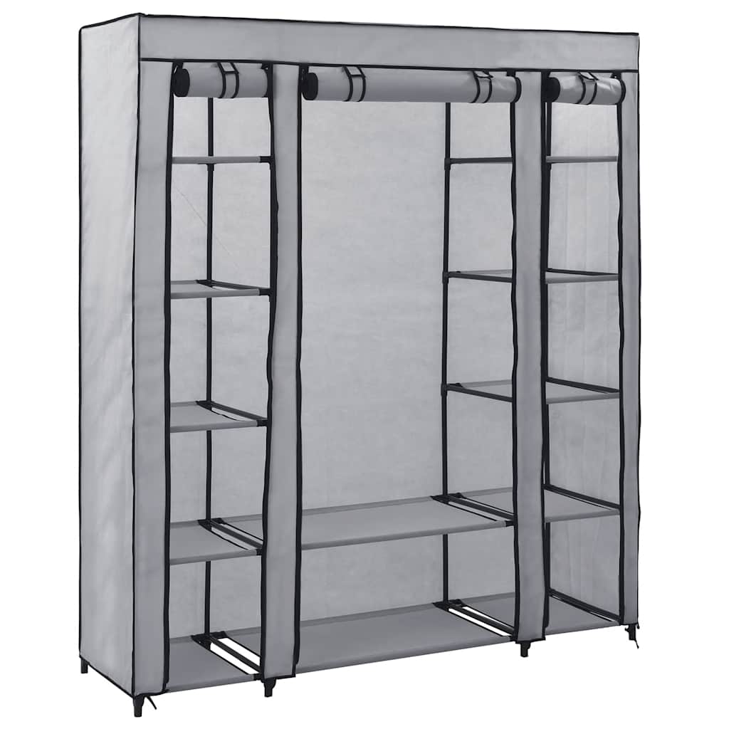 Stoffschrank mit Fächern Kleiderstangen Creme 150x45x176cm