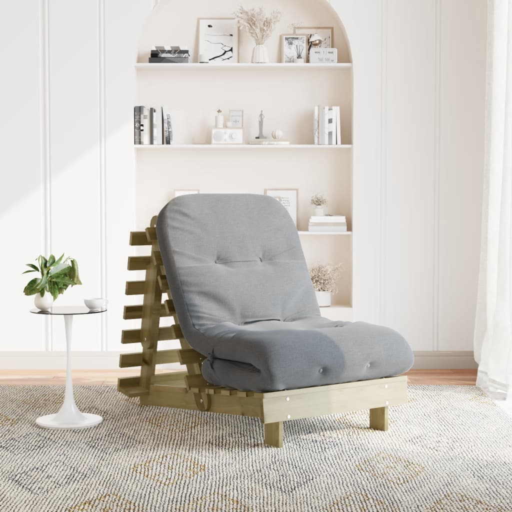 Futon Schlafsofa mit Matratze Braun 70x206x11 Massivholz Kiefer