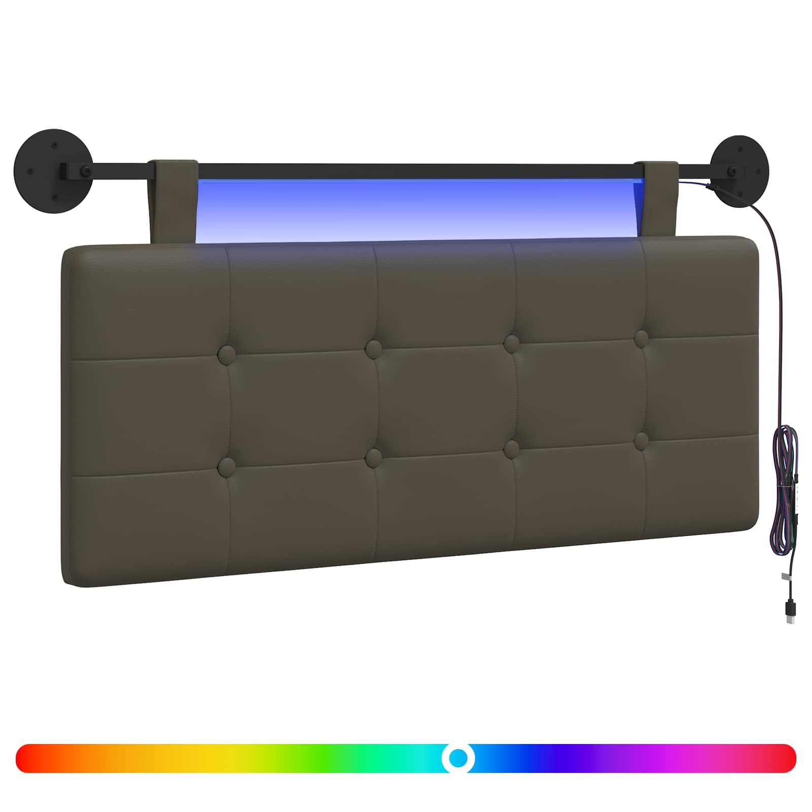 Hängendes Kopfteil Mit LED Licht Creme Kunstleder