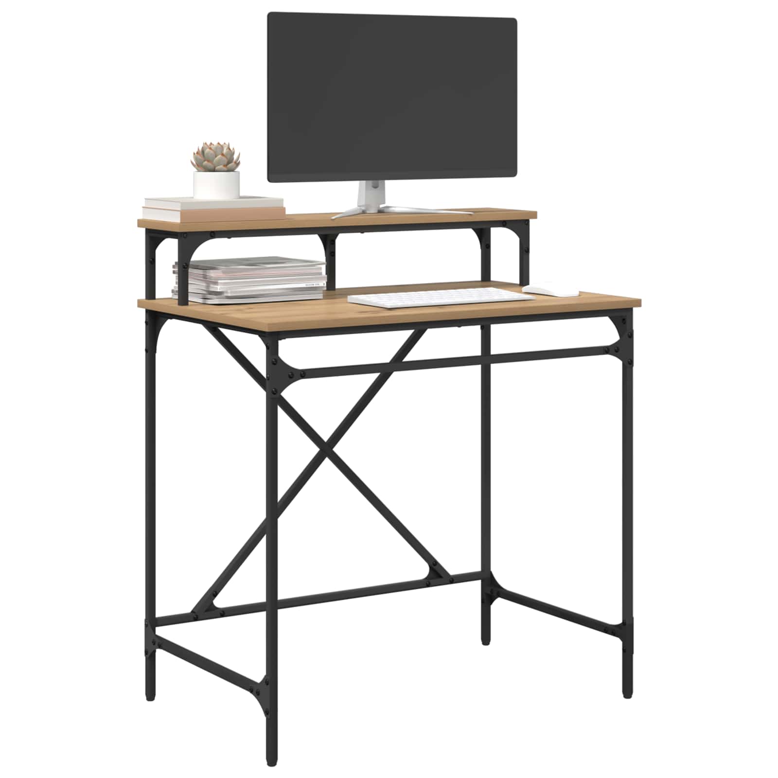Schreibtisch Sonoma-Eiche 100x50x90 cm Holzwerkstoff und Eisen