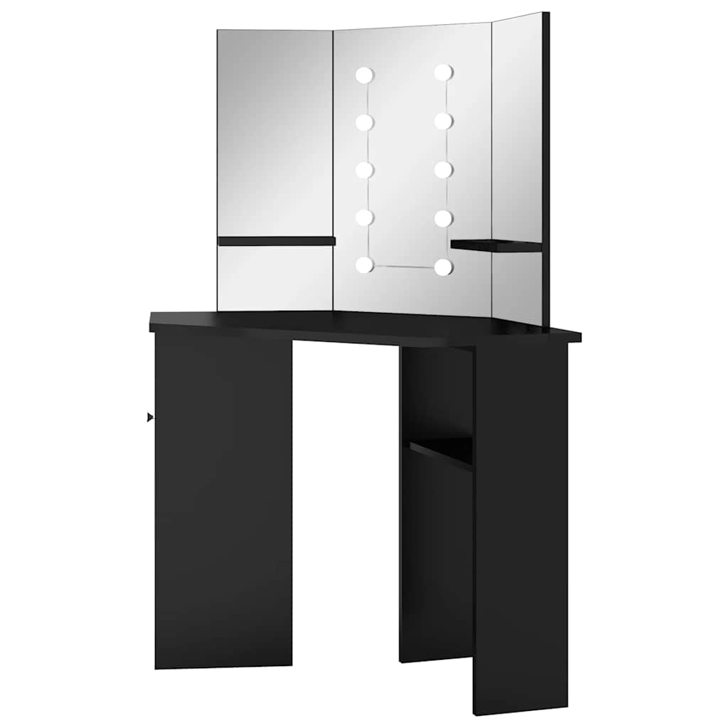 Eck-Schminktisch mit LED Grau 111x54x141,5 cm