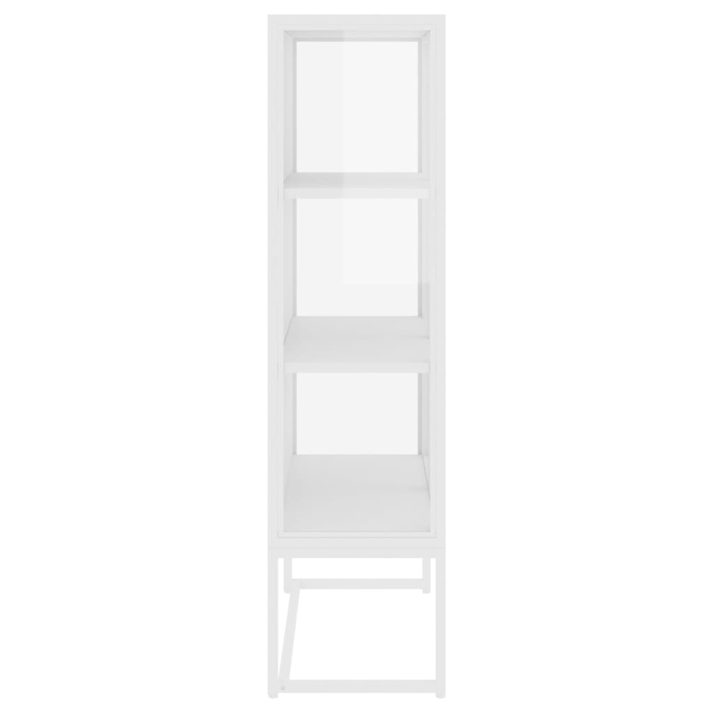 Highboard Schwarz 80x35x135 cm Stahl und Gehärtetes Glas