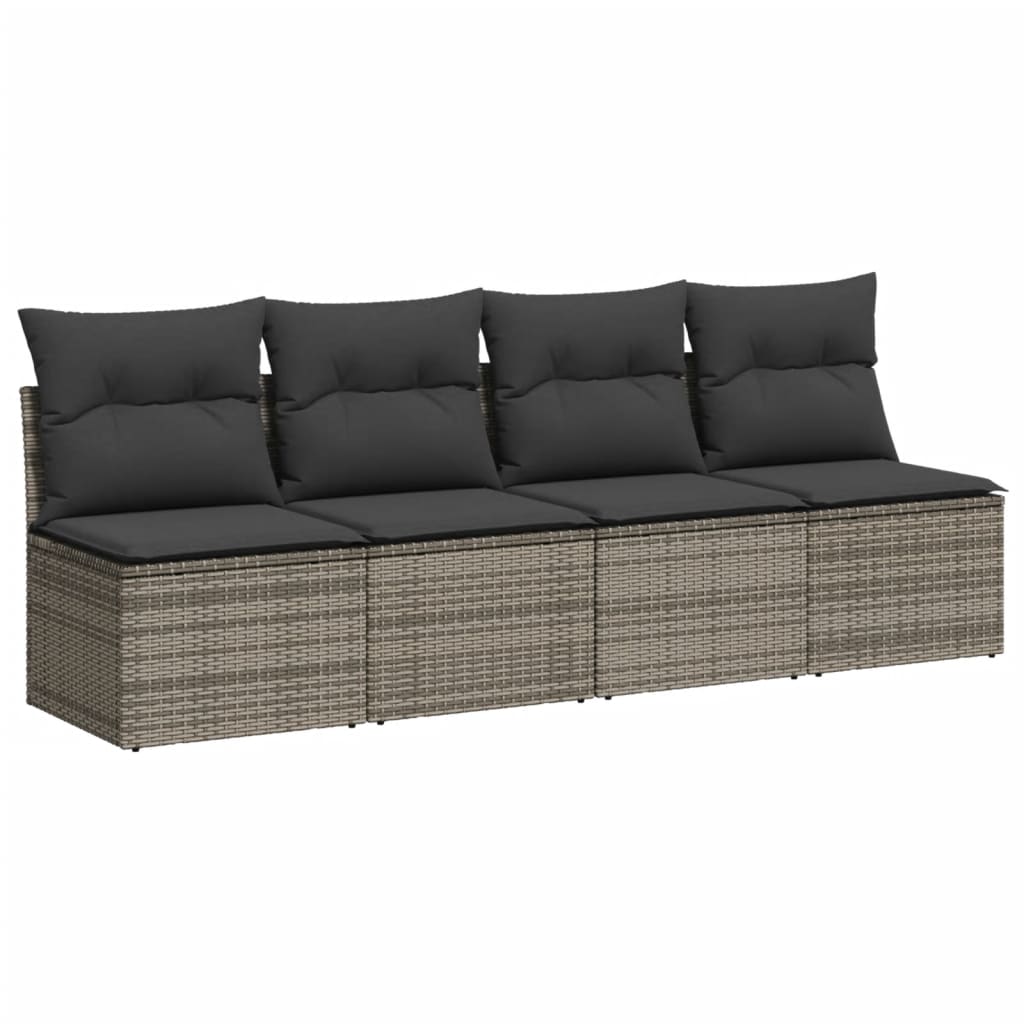 10-tlg. Garten-Sofagarnitur mit Kissen Beige Poly Rattan