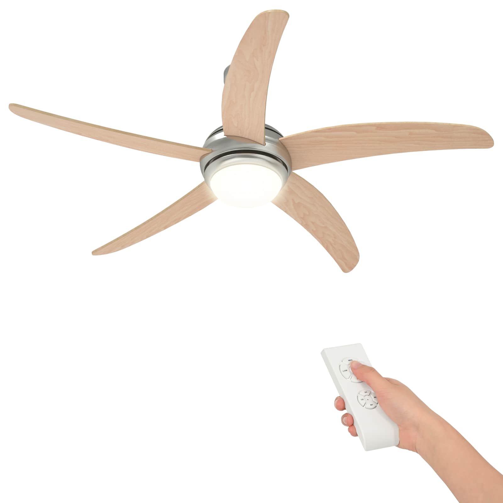 Deckenventilator mit Licht und Fernbedienung Ø 130 cm Weiß