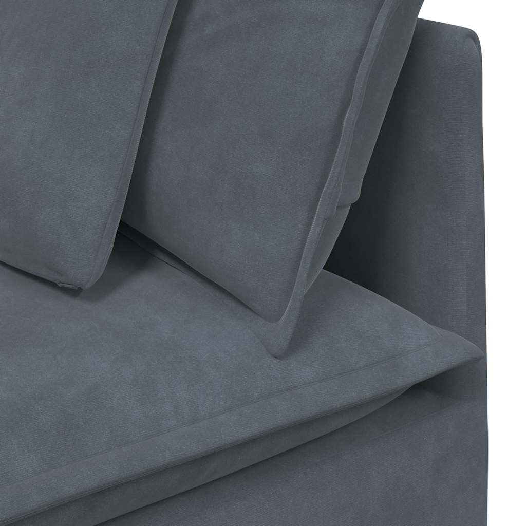 Modulares Sofa mit Fußhocker Kissen Samt Blau