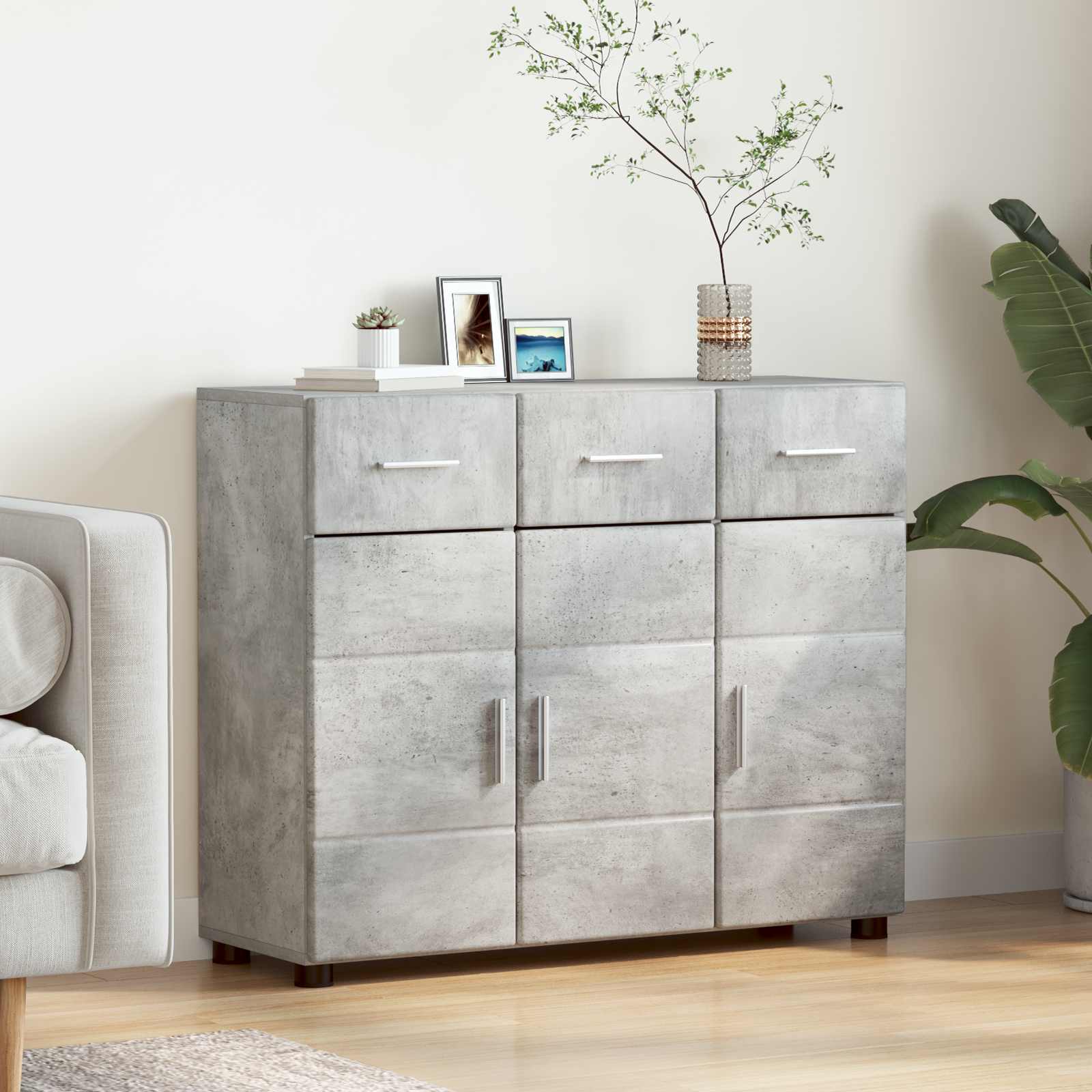 Highboard mit Regal FLORIN Weiß 60 x 35 x 182 cm Holzwerkstoff