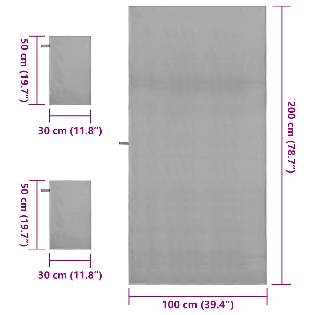 Sporthandtuch Set 3 pcs Schwarz Polyester und Polyamid