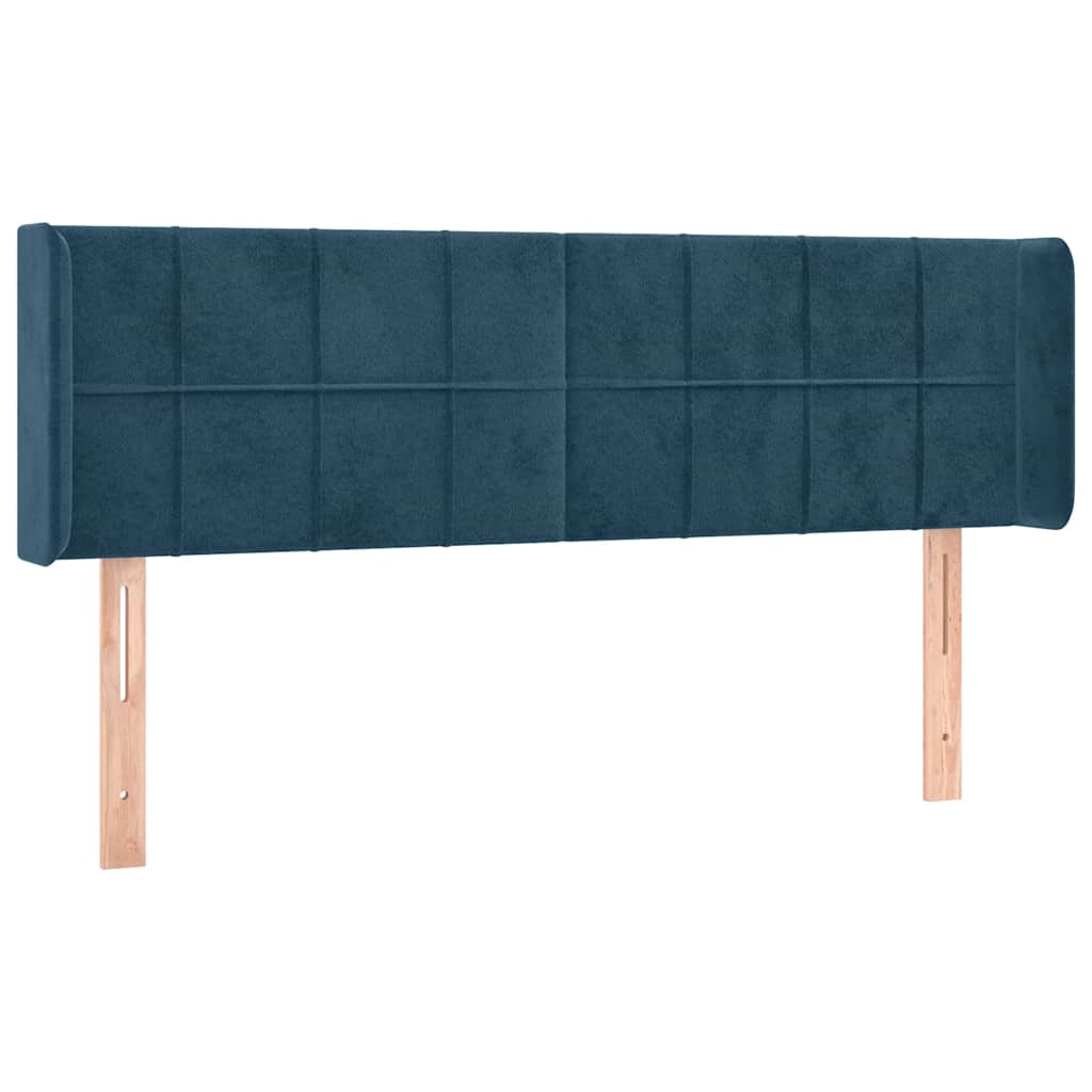 Kopfteil mit Ohren Dunkelblau 93x16x78/88 cm Samt