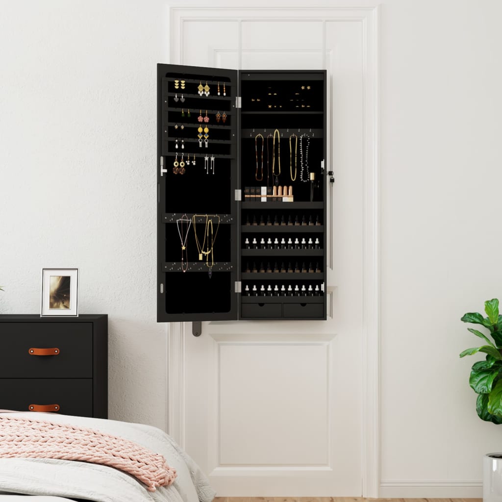 Spiegel-Schmuckschrank mit LED-Beleuchtung Wandmontage Weiß