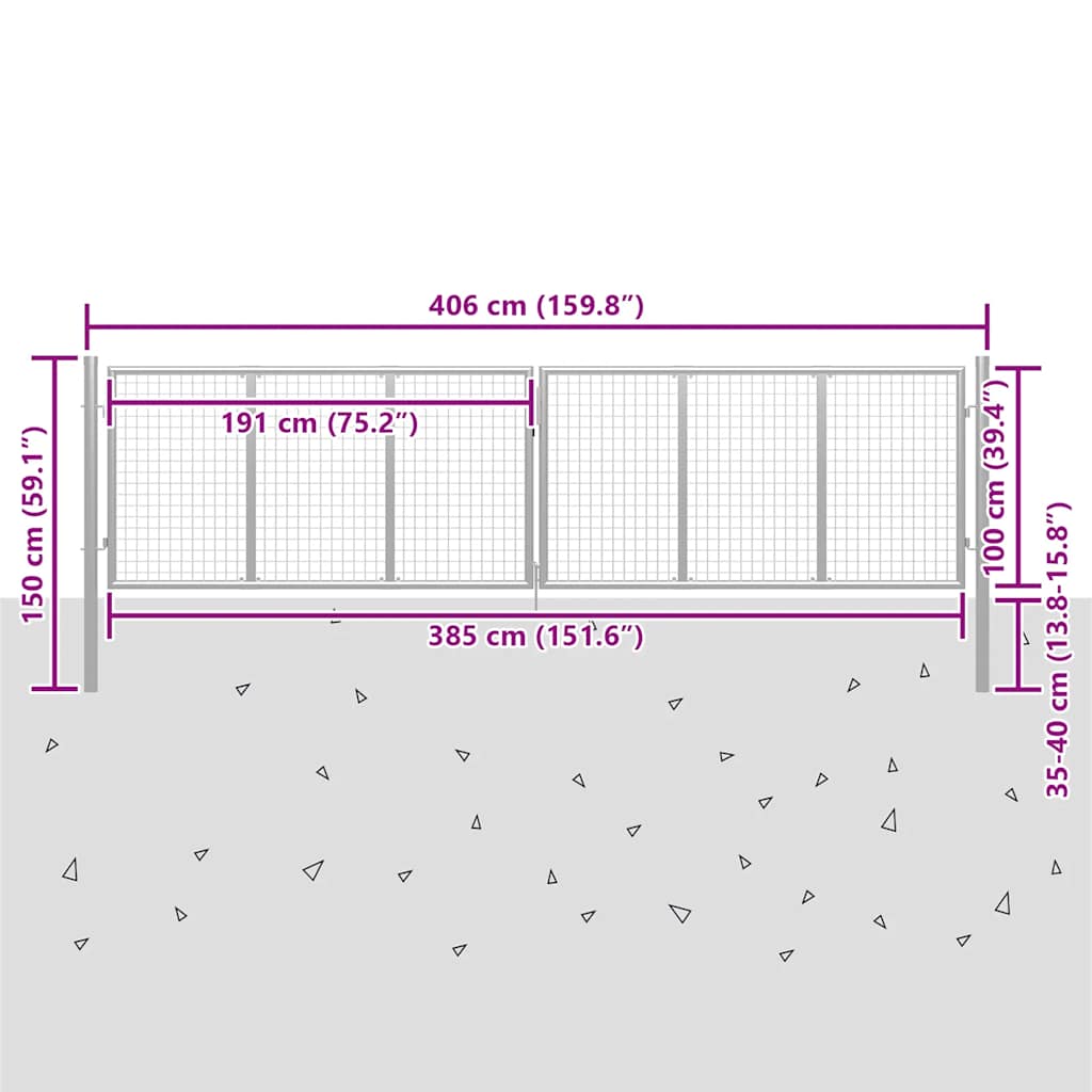 Gartentor aus Maschengewebe 400x150 cm