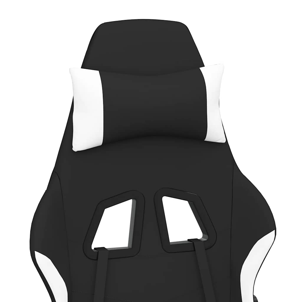 Gaming-Stuhl mit Massagefunktion Schwarz und Creme Stoff