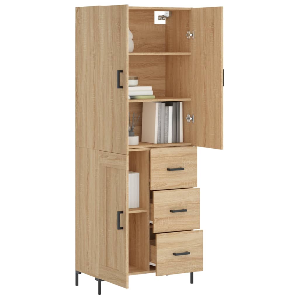 Highboard Betongrau 69,5x34x180 cm Holzwerkstoff