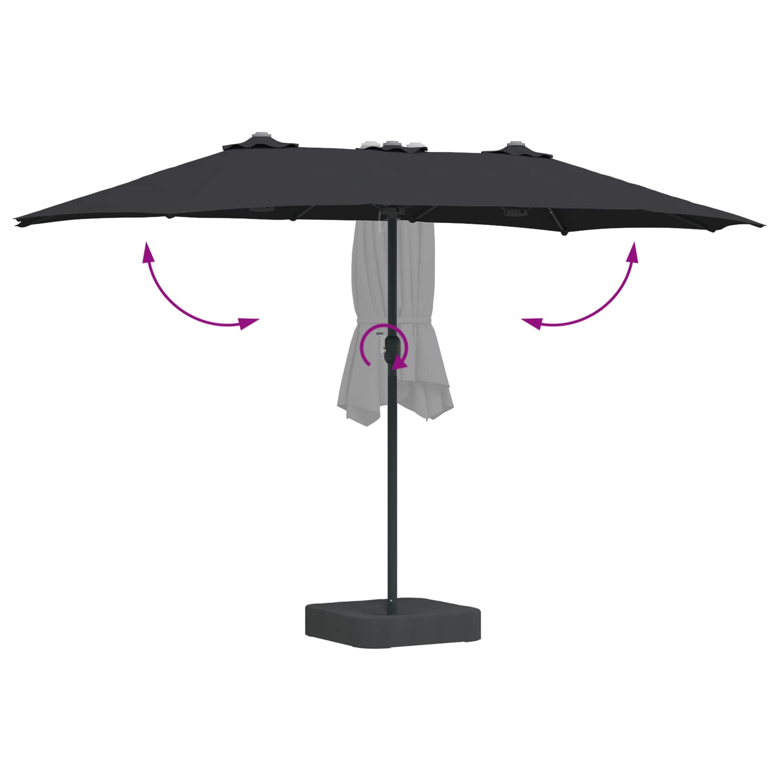 Garten-Sonnenschirm Sand und Anthrazit 385 x 209 x 244 cm