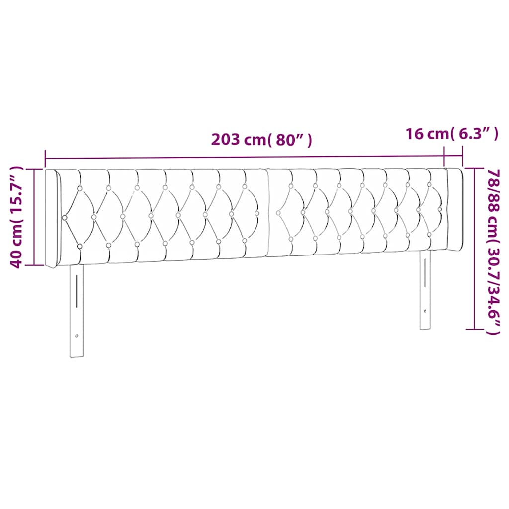 Kopfteil mit Ohren Dunkelblau 93x16x78/88 cm Samt