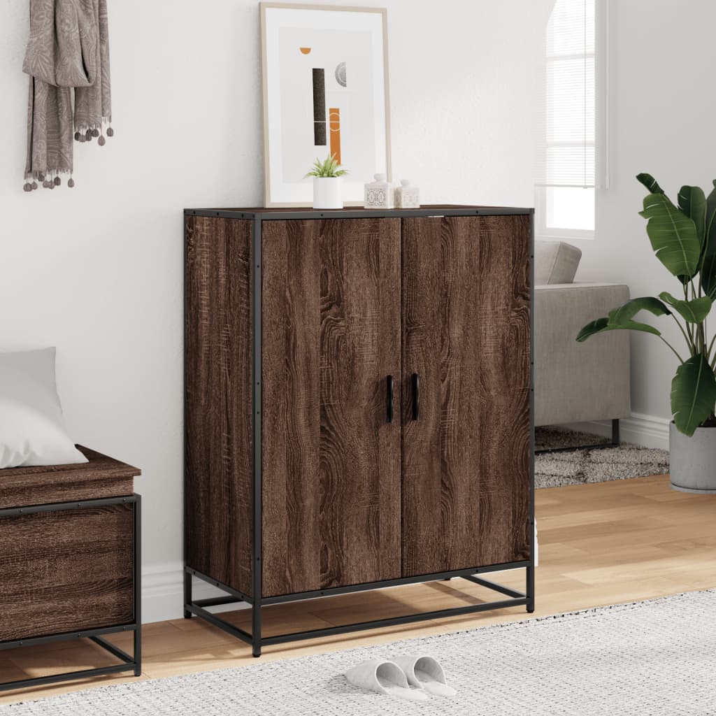 Schuhschrank Räuchereiche 75x38x97,5 cm Holzwerkstoff Metall